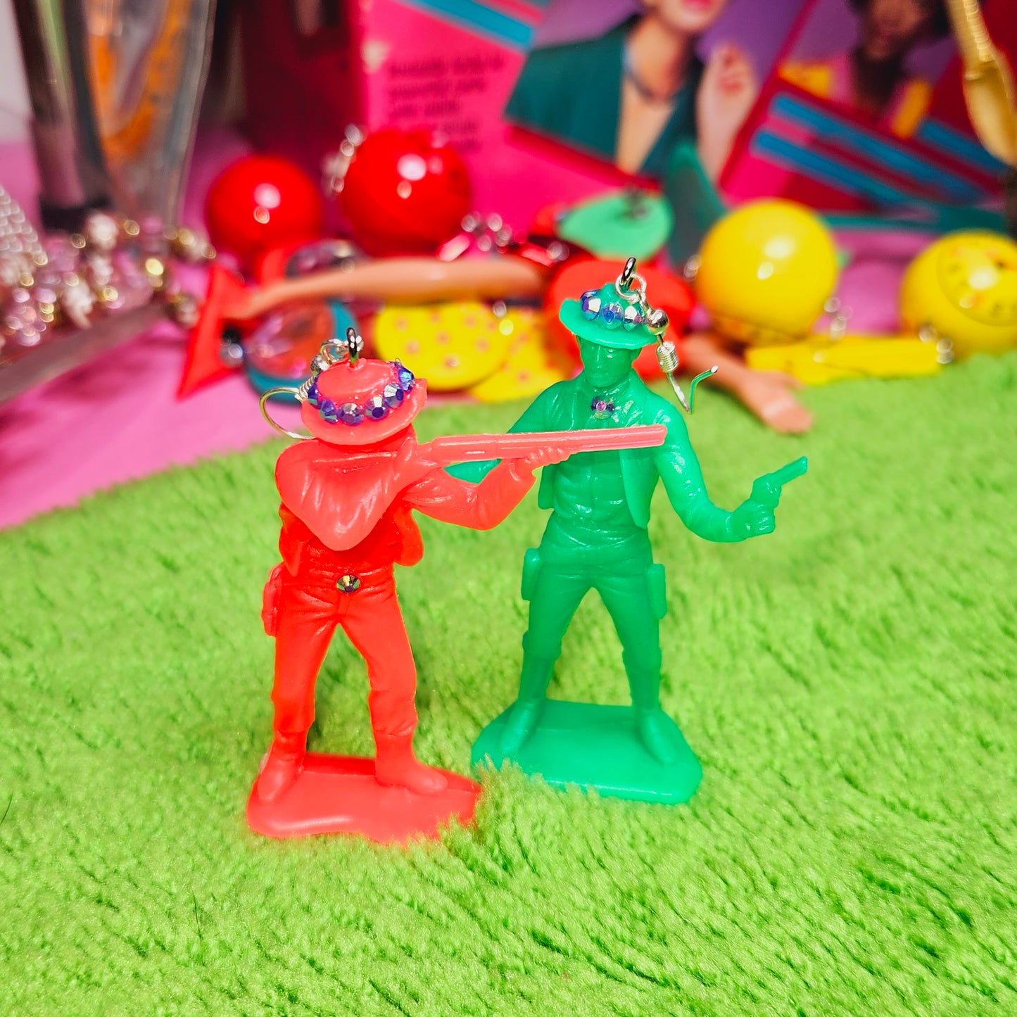 Bling Toy soldiers earrings