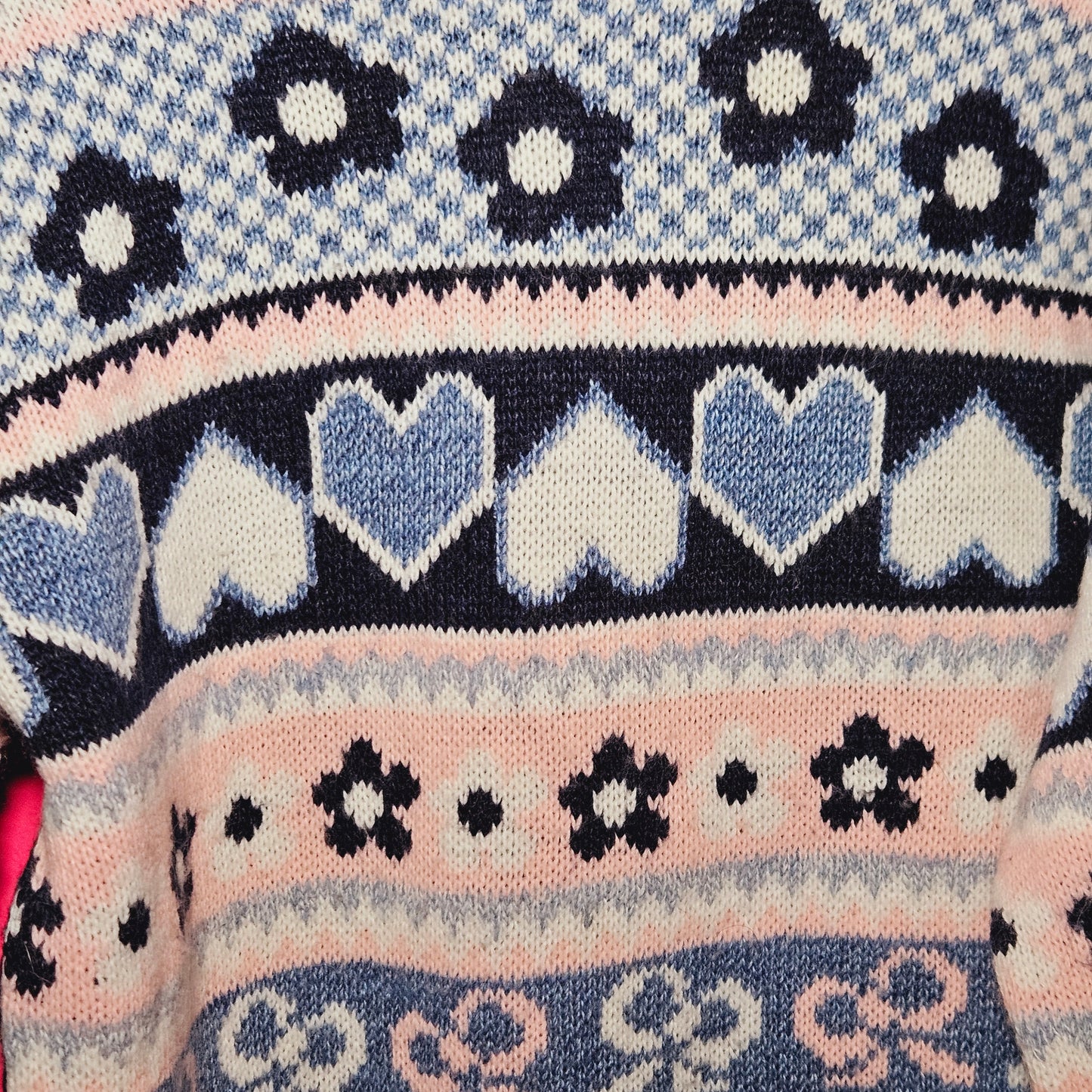 Bows hearts & flower print knit