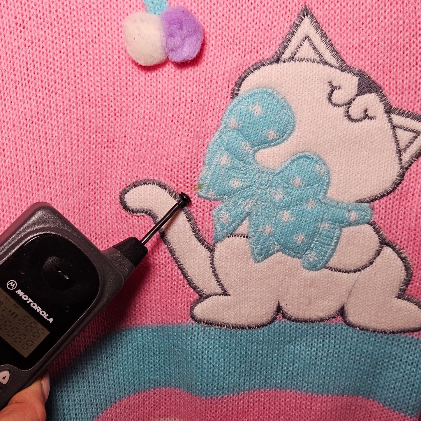 Happy cat pastel knit sweater