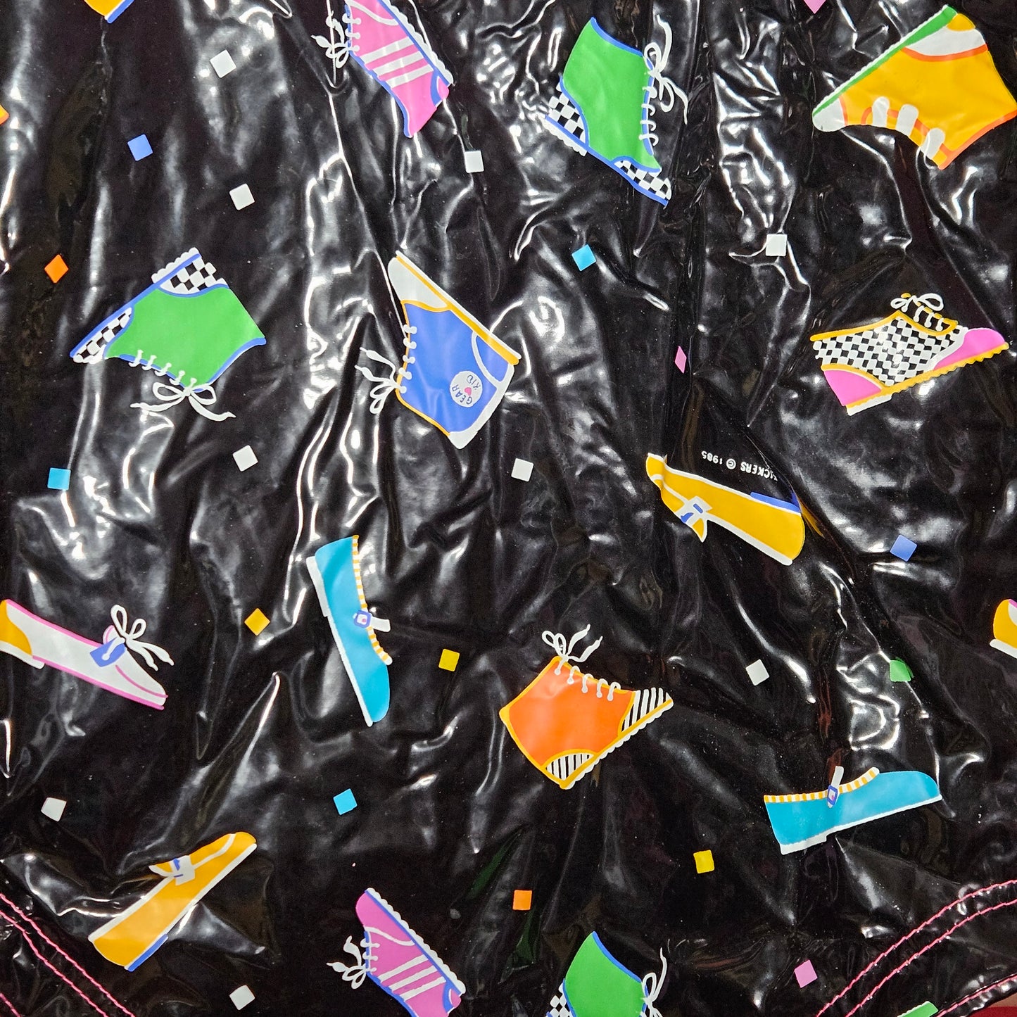1985 shoe print hooded rain coat