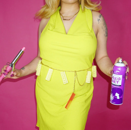 💅Salon Nostalgia upcycled rollers+comb chain belt