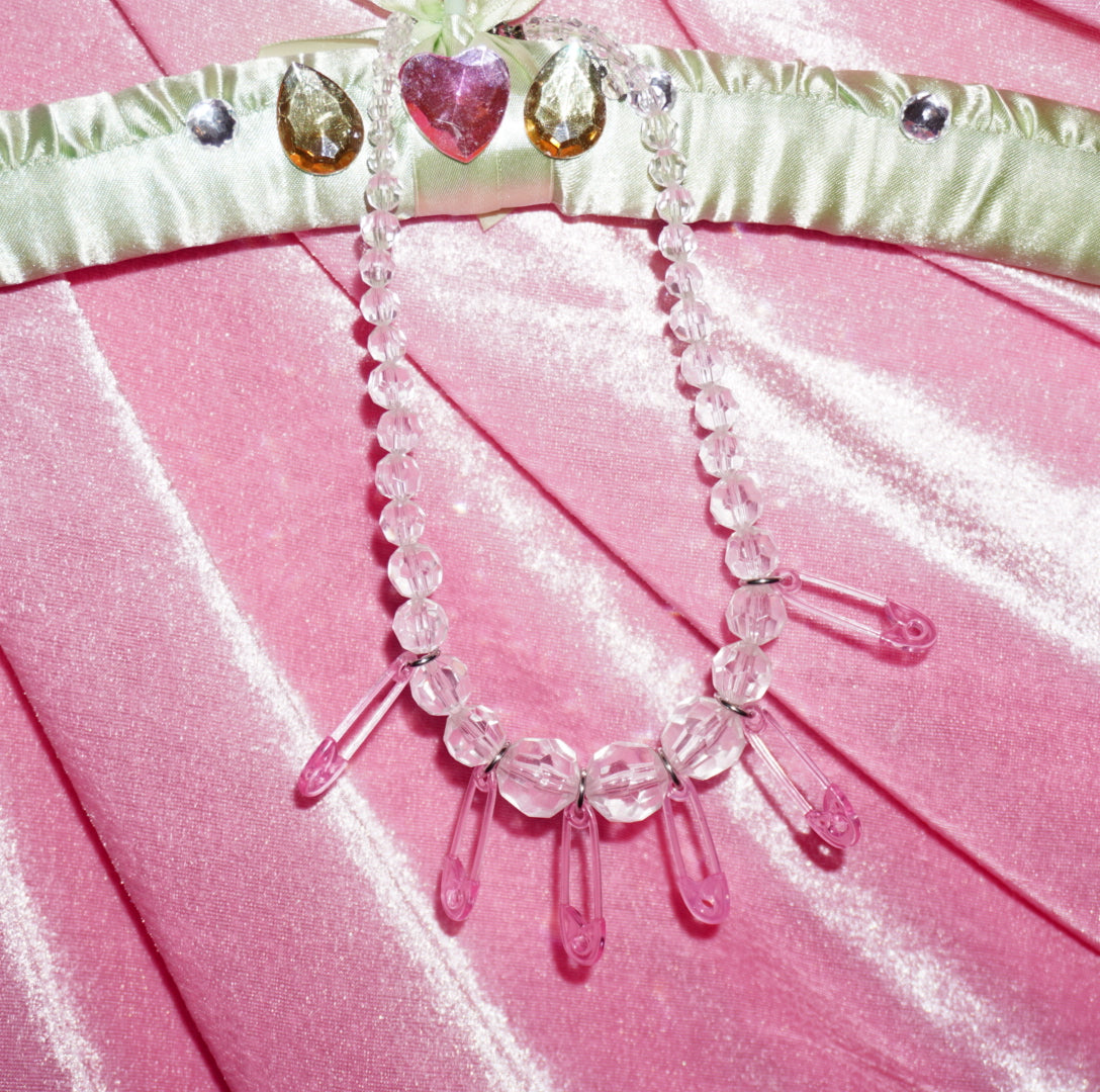 Safety pin first charm necklace