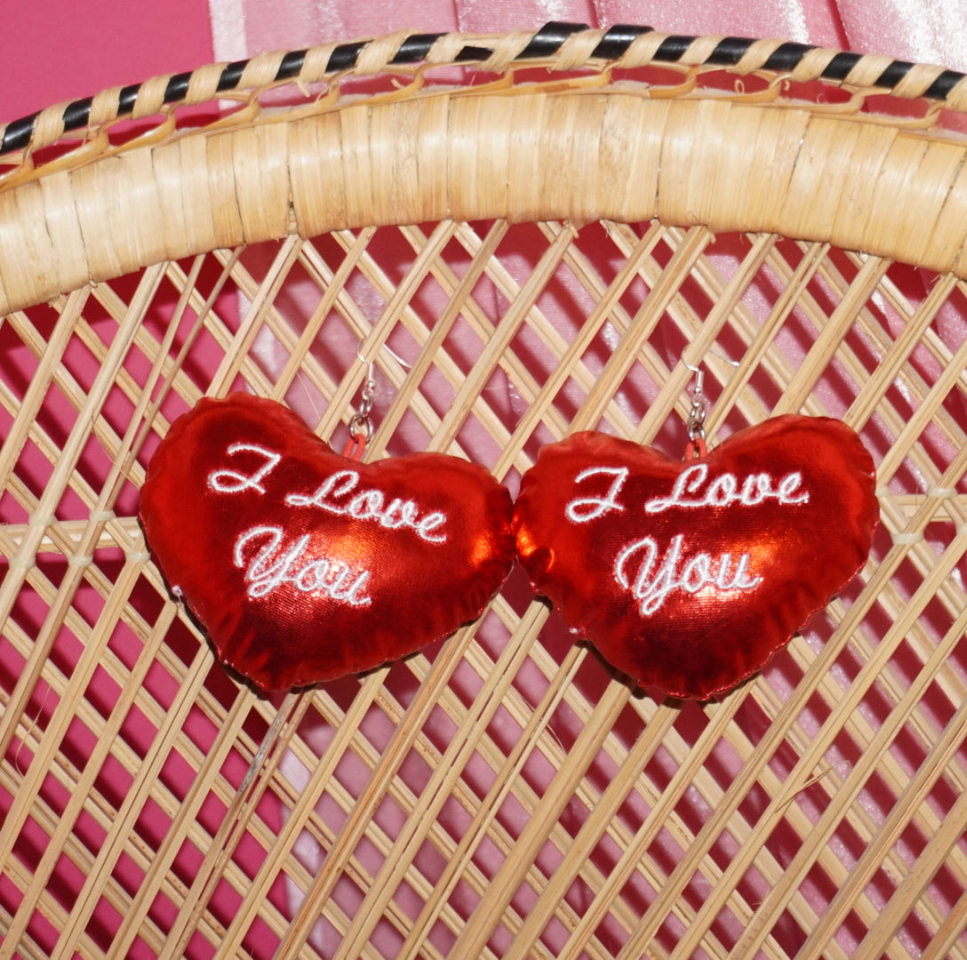 I ♥️ You jumbo plush heart earrings
