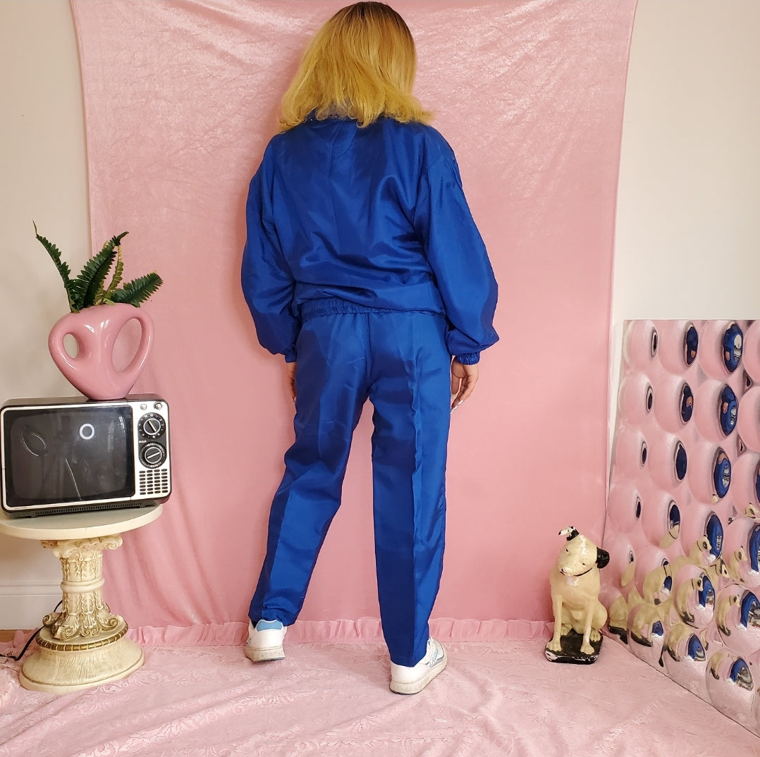Royal Blue silk windbreaker set