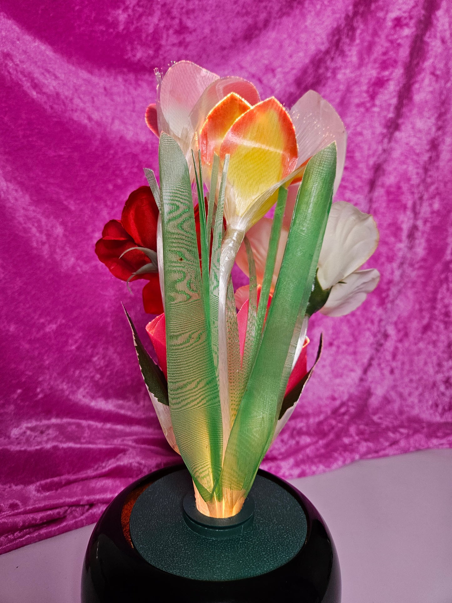 1990s deadstock fiberoptic flower lamp