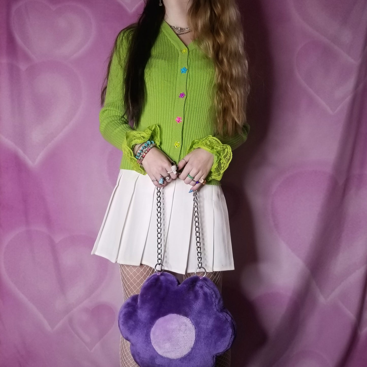 Candy flowers ribbed cardigan