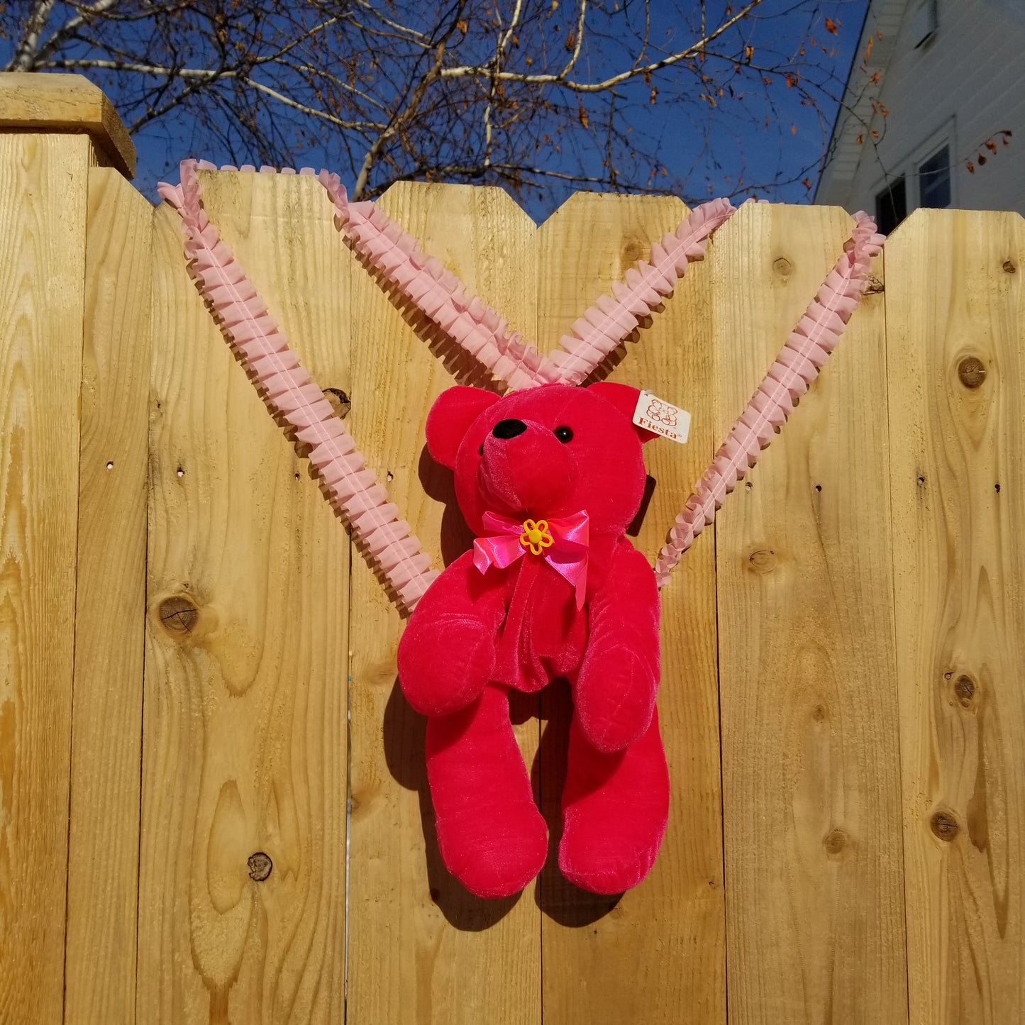 Razzbeary ruffle teddy backpack
