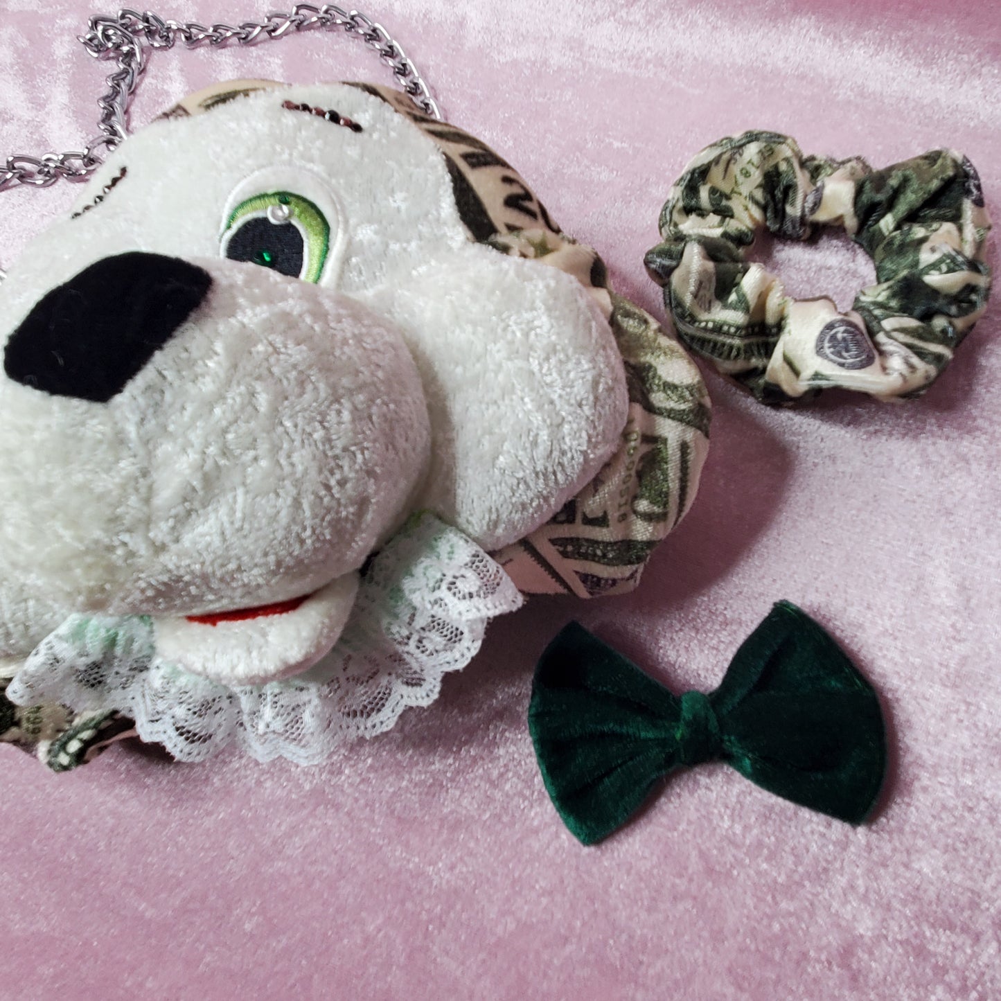 C.R.E.A.M. Money bear plush purse + matching scrunchie