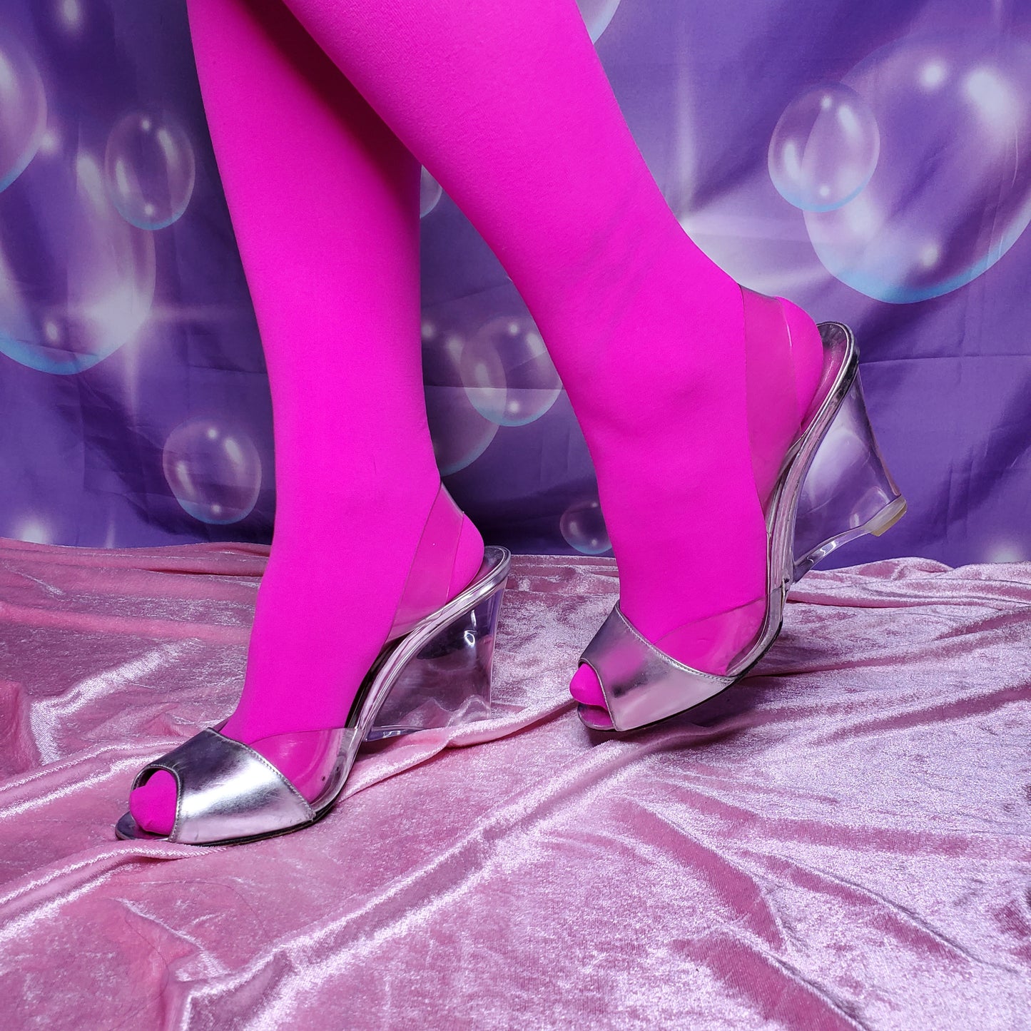 Stuart Weitzman transparent slingbacks