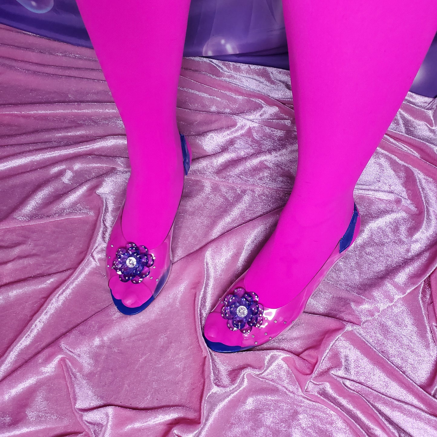 blue transparent slingback heels