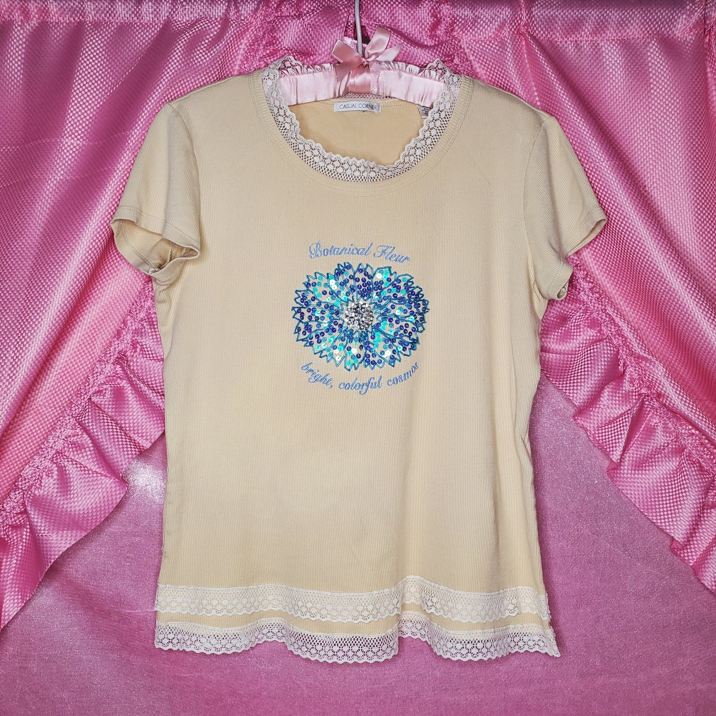 Botanical fleur beaded hippie babe top