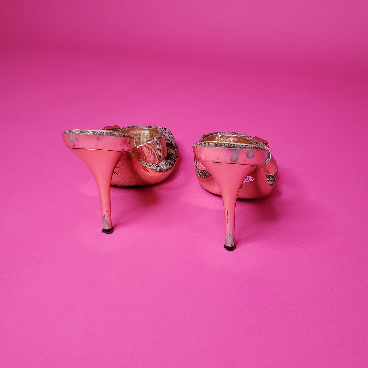 Gold Baby Phat monogram heels