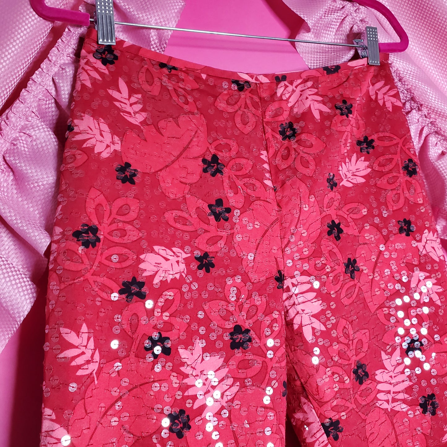 Sequin floral pants