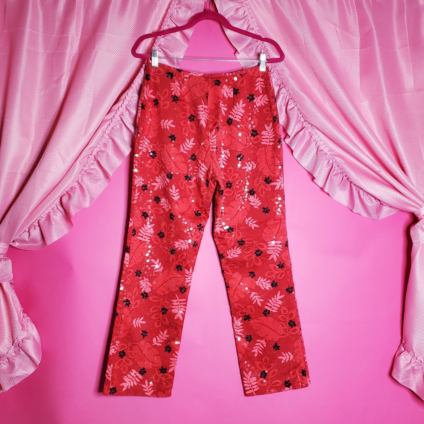 Sequin floral pants
