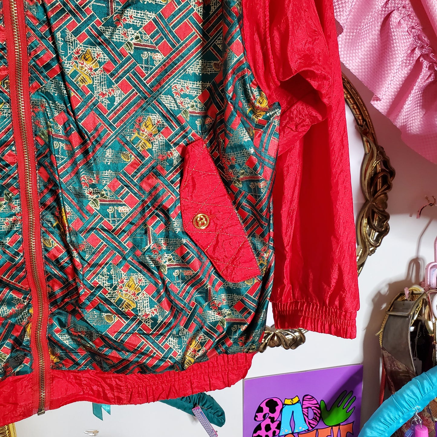 1990's Gawdy Christmas Windbreaker set