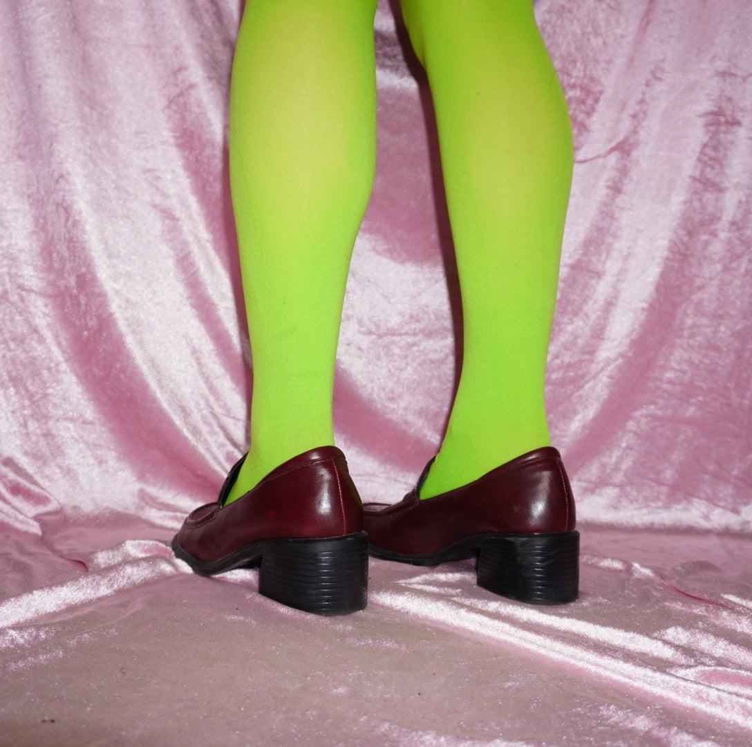Slither maroon faux snake loafer heels