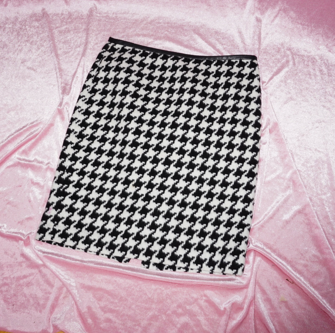 Jumbo Houndstooth Print midi skirt