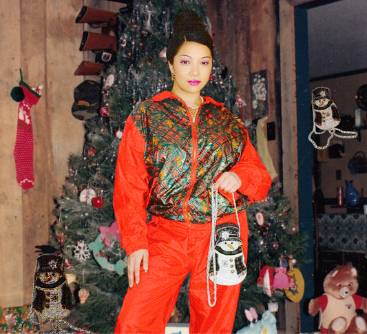 1990's Gawdy Christmas Windbreaker set