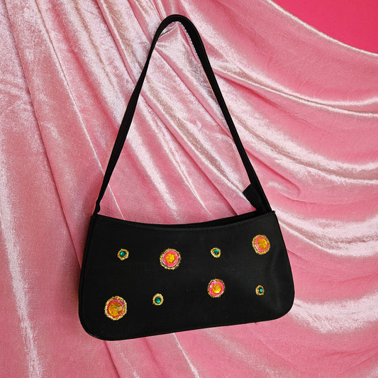 Puff paint jeweled shoulder bag