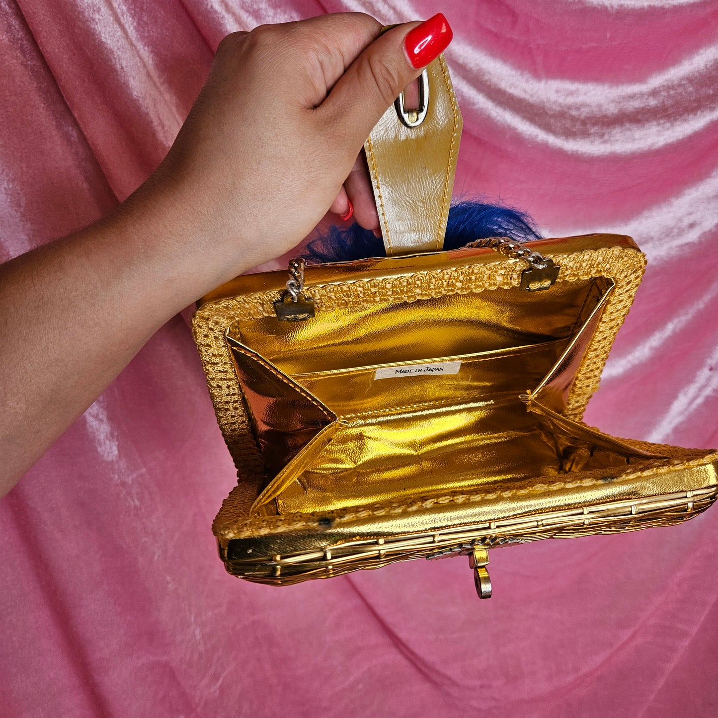Upcycled Ace Troll Gold clutch