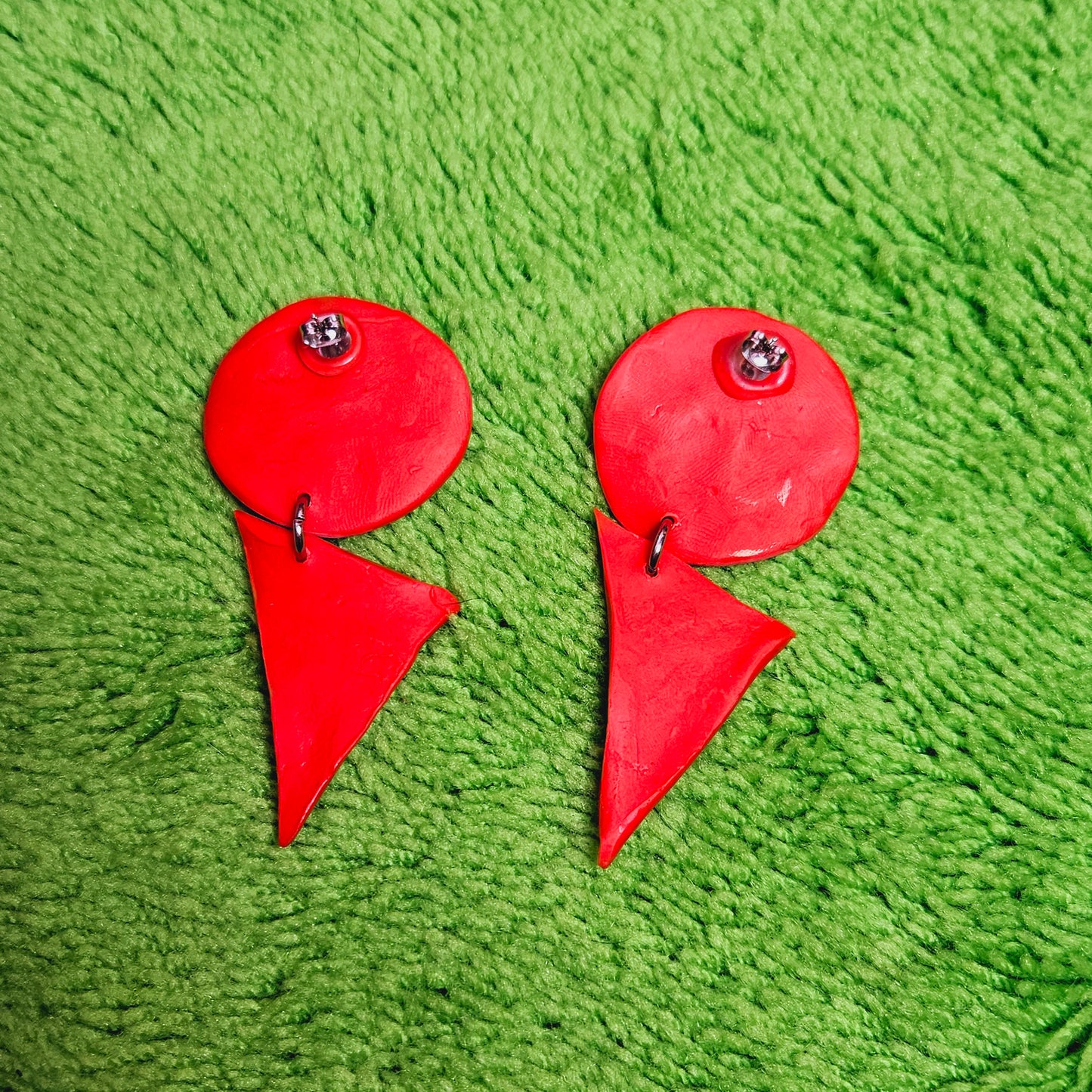 Funky red drama earrings