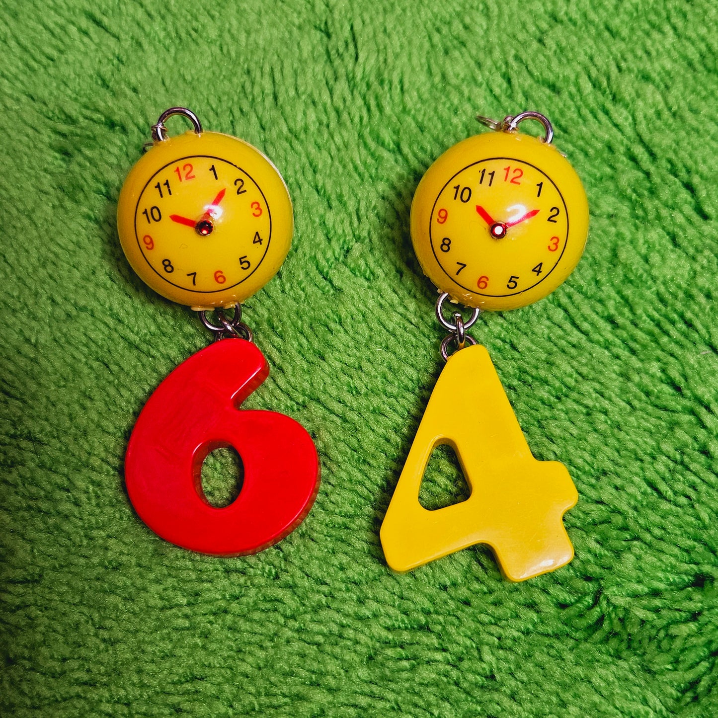 64 46 funky clock earrings