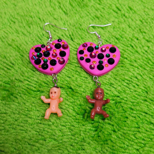 Funky blinged out baby earrings