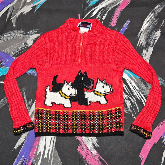 Scottish terrier knit zip sweater