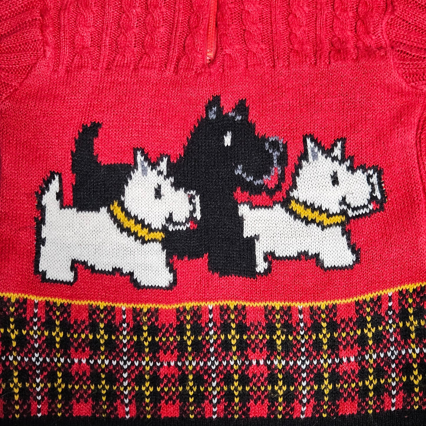 Scottish terrier knit zip sweater