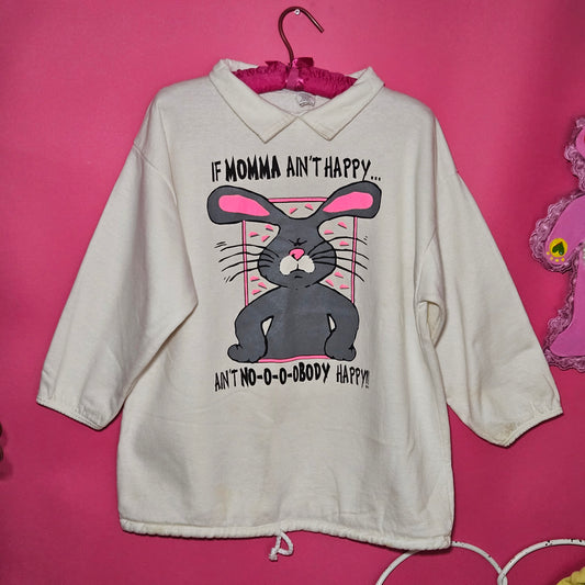 "If Momma ain't Happy" neon bunny collared sweatshirt