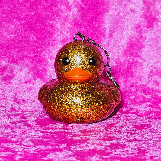 Gold Sparkle Rubber Ducky Bag charm