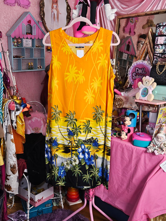 Parrot paradise tropical rayon dress