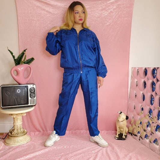 Royal Blue silk windbreaker set