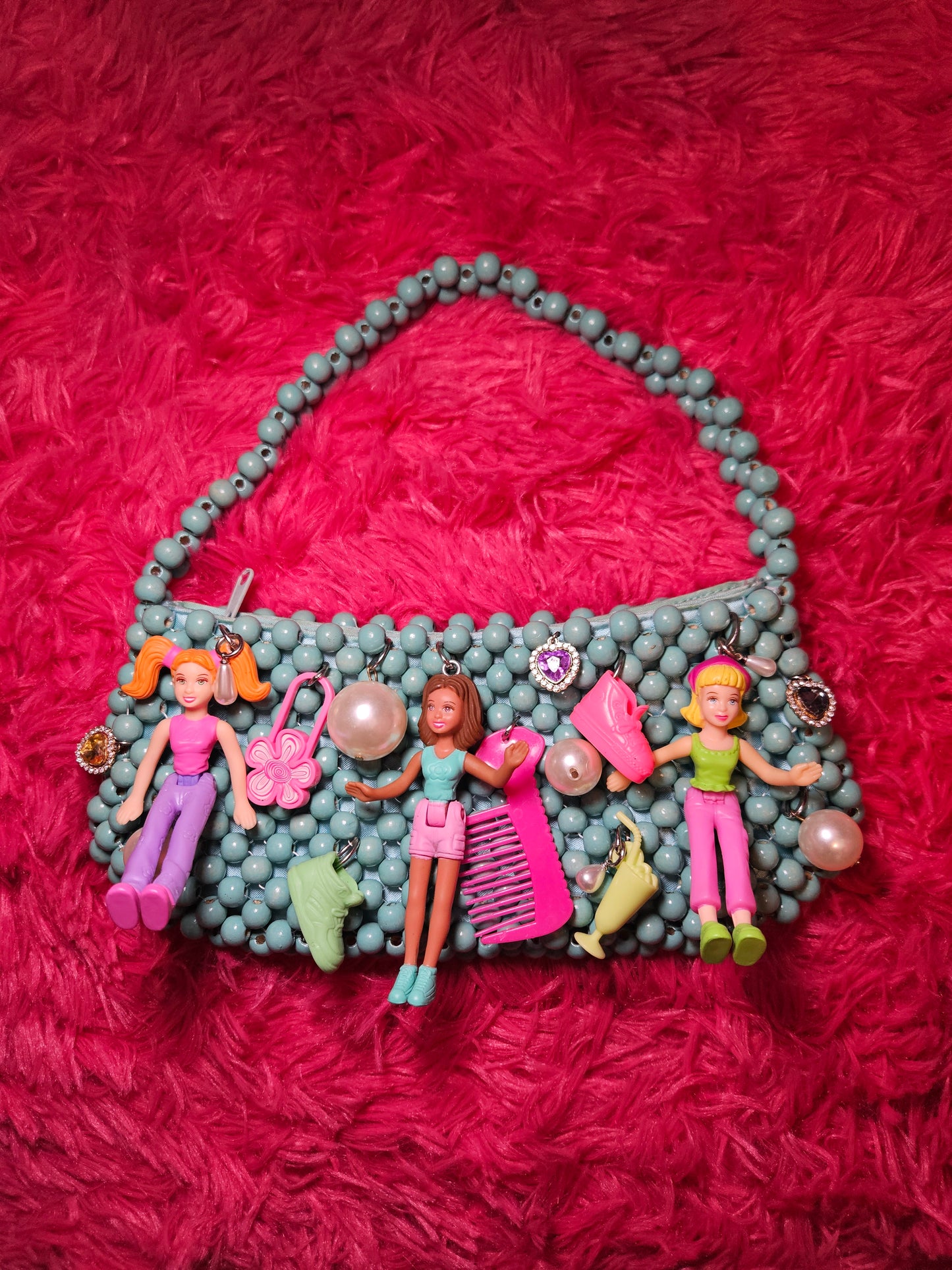 Upcycled Polly Pocket charm bag