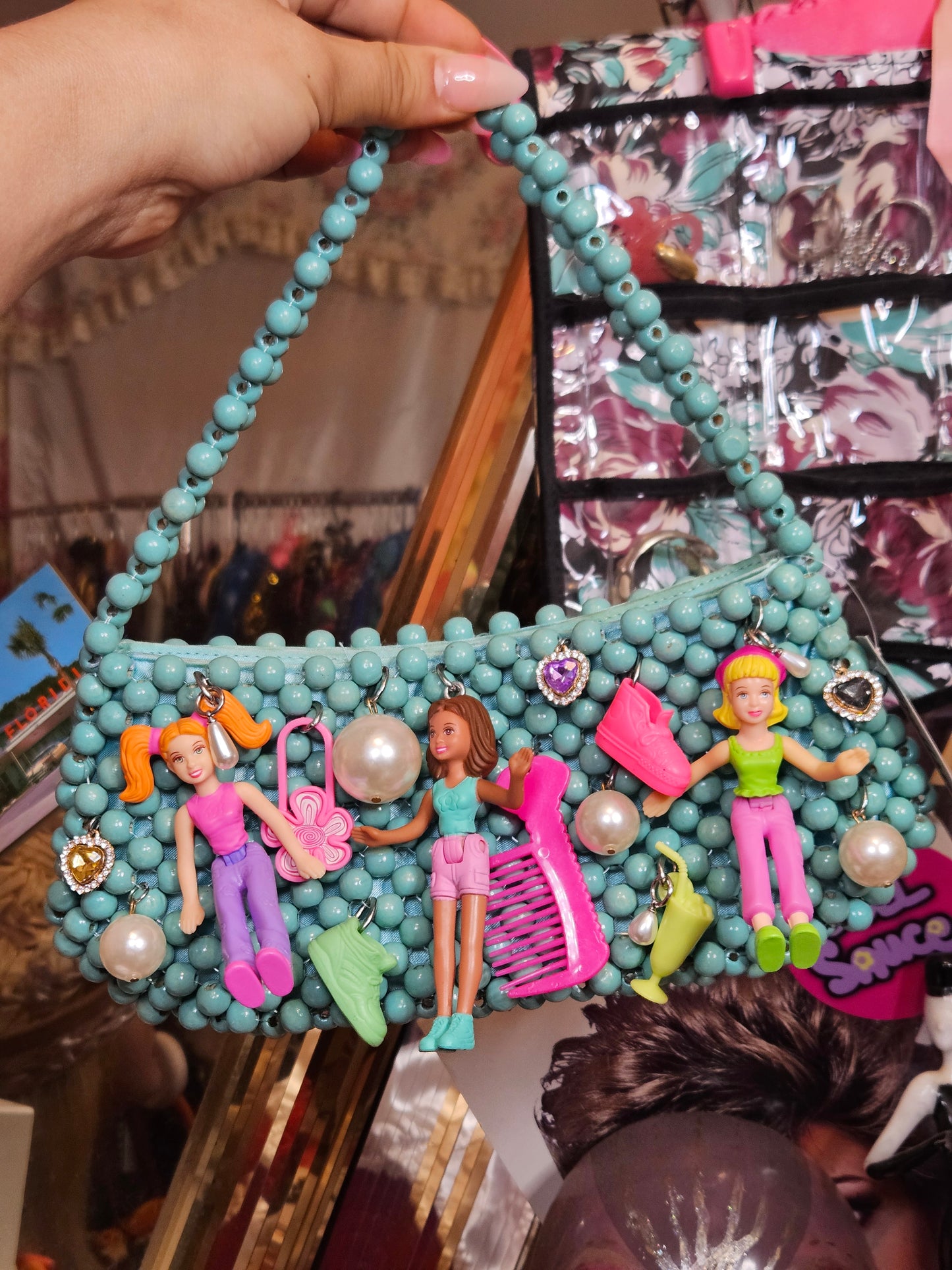 Upcycled Polly Pocket charm bag