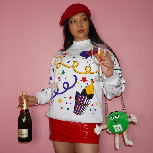 🍾🎈80s New Year Bash Crew neck sweater + a free matching table cover!