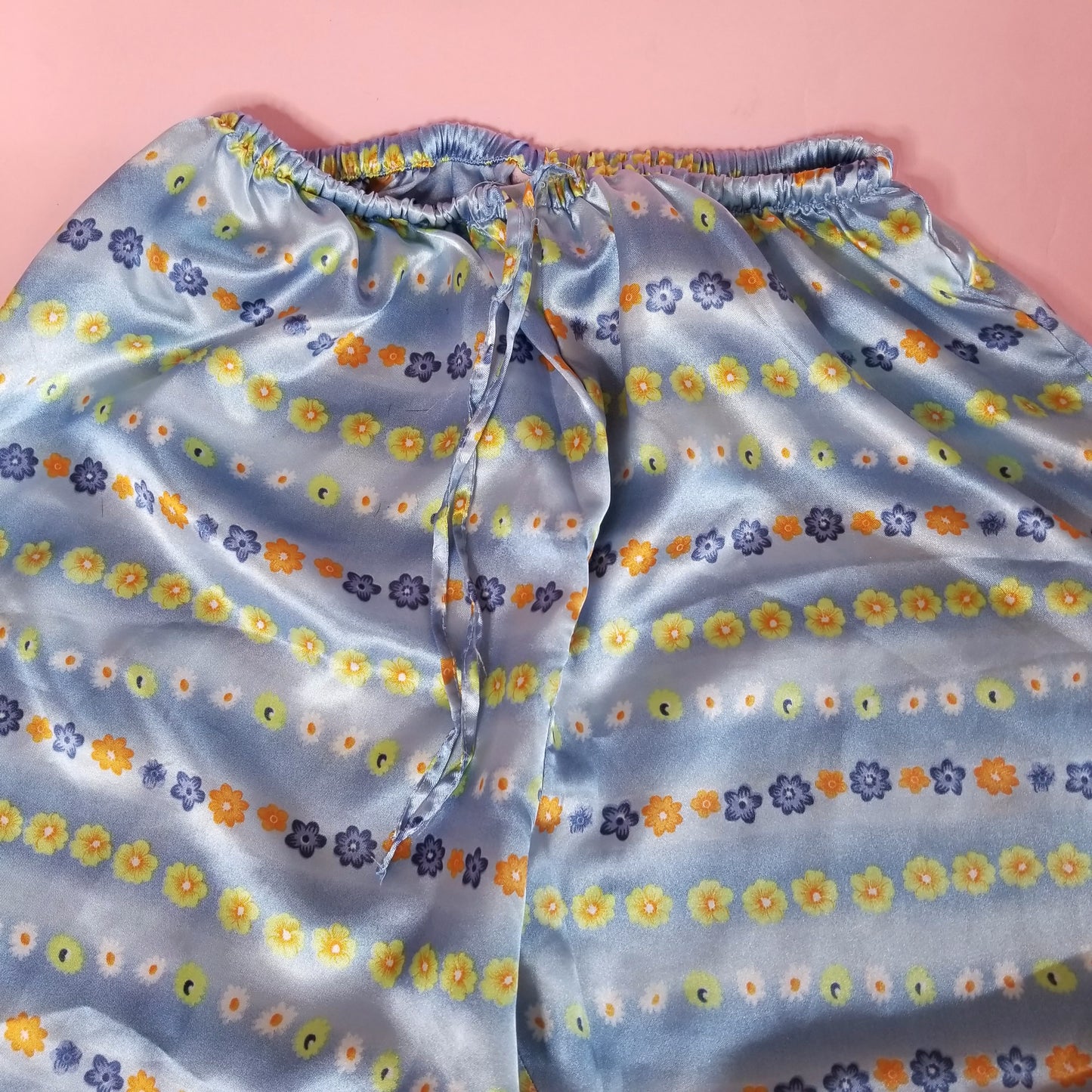 90s Satin flower print pajama pants