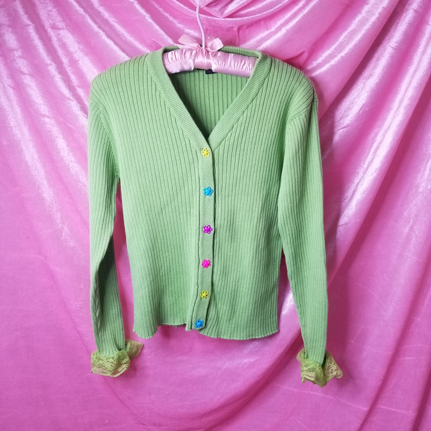 Candy flowers ribbed cardigan