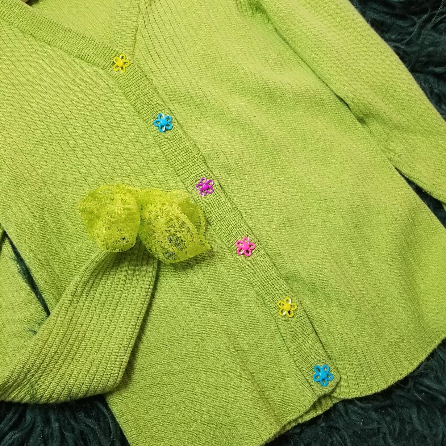 Candy flowers ribbed cardigan