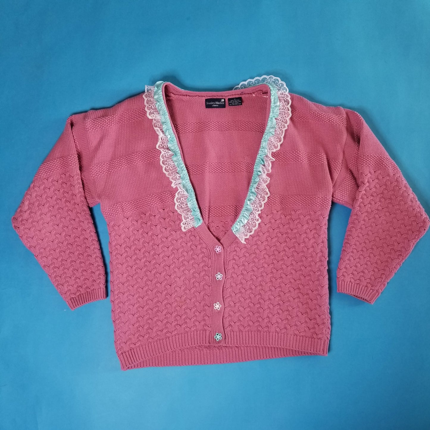 Tea time upcycled knit cardigan