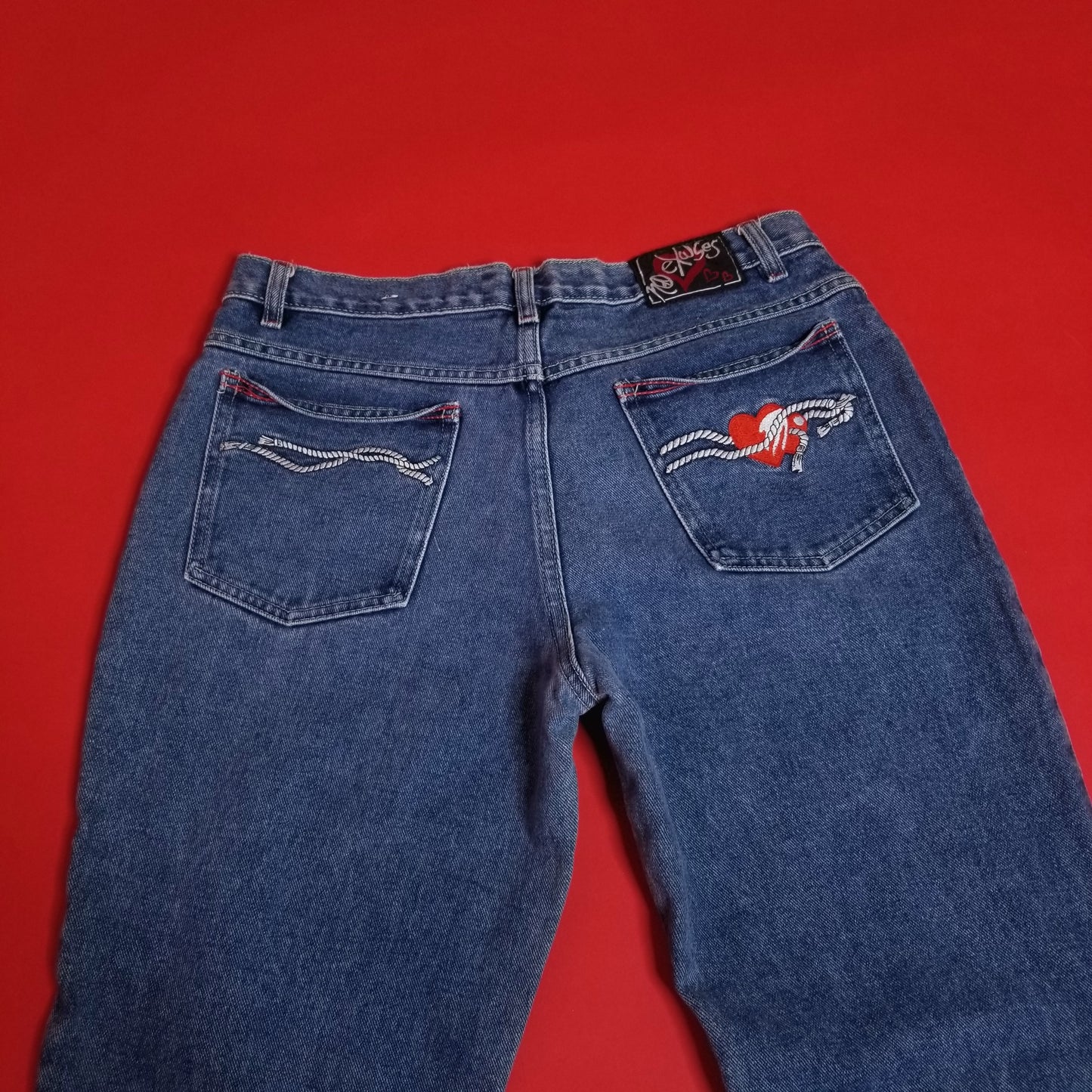 No excuses Heart embroidered lowrise jeans
