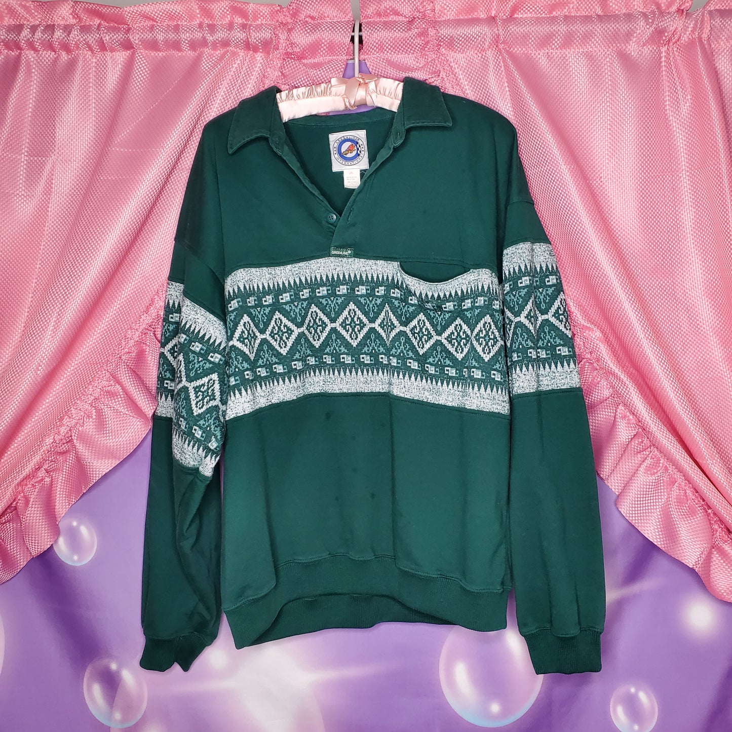 Vintage forest green collared sweater