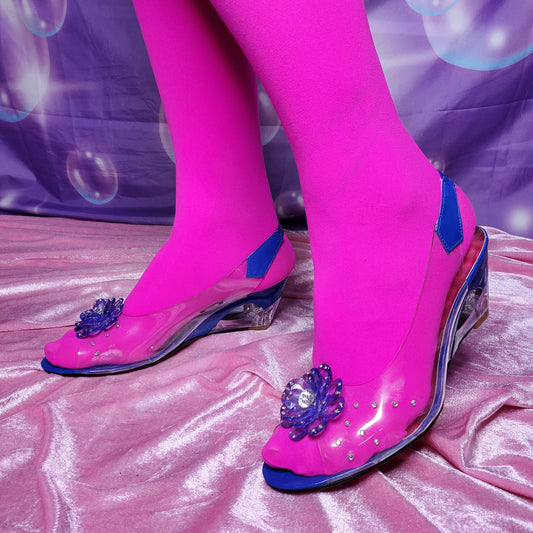 blue transparent slingback heels