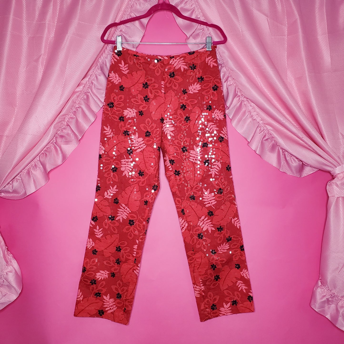 Sequin floral pants