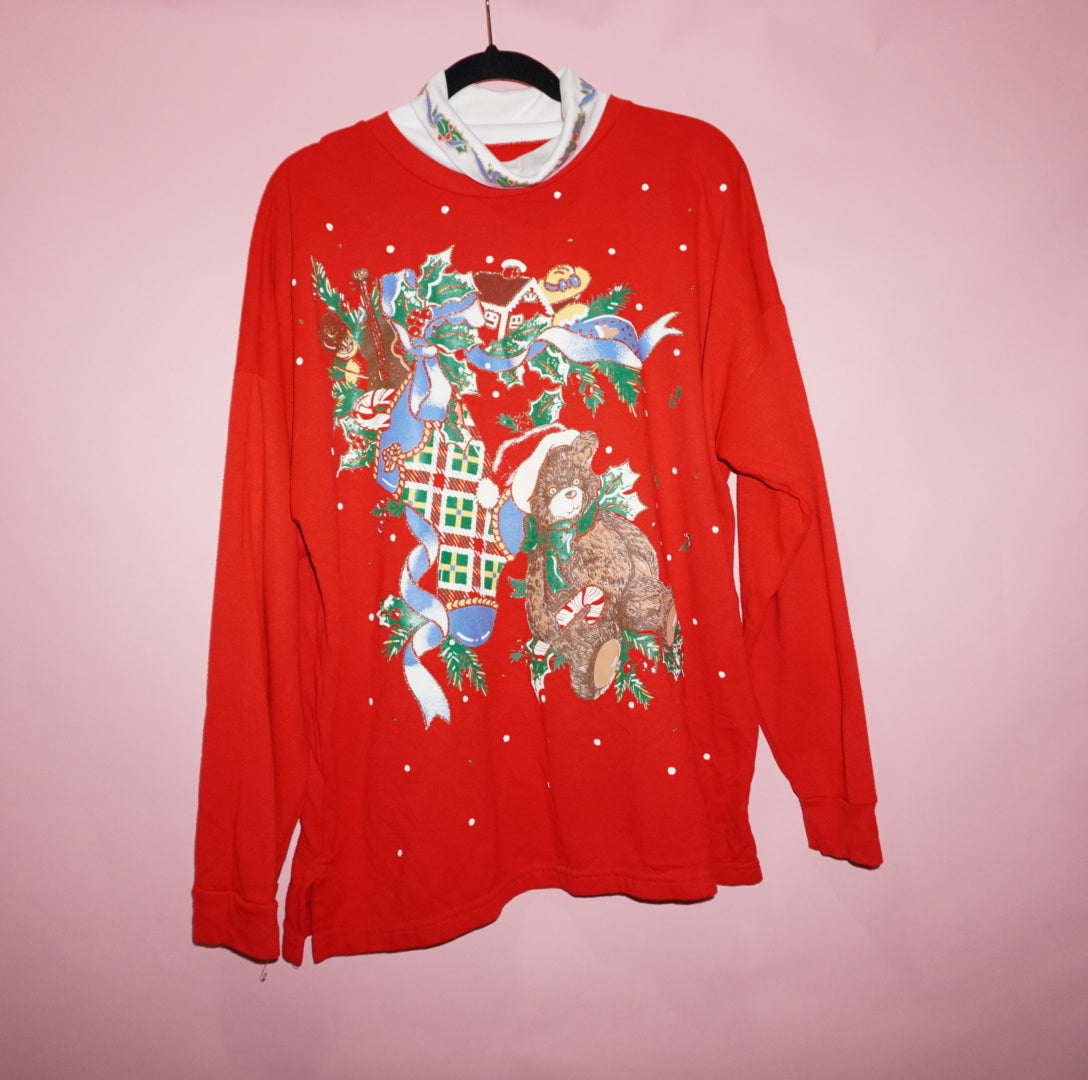 Christmas eve dream vintage mockneck holiday sweater