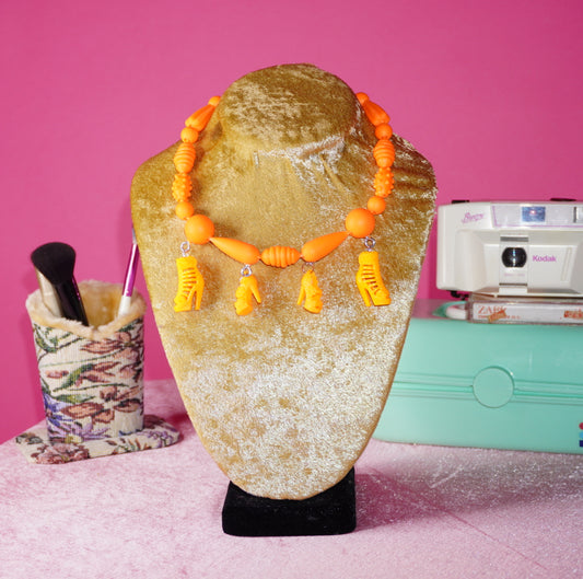 Neon orange Doll heel rubber necklace