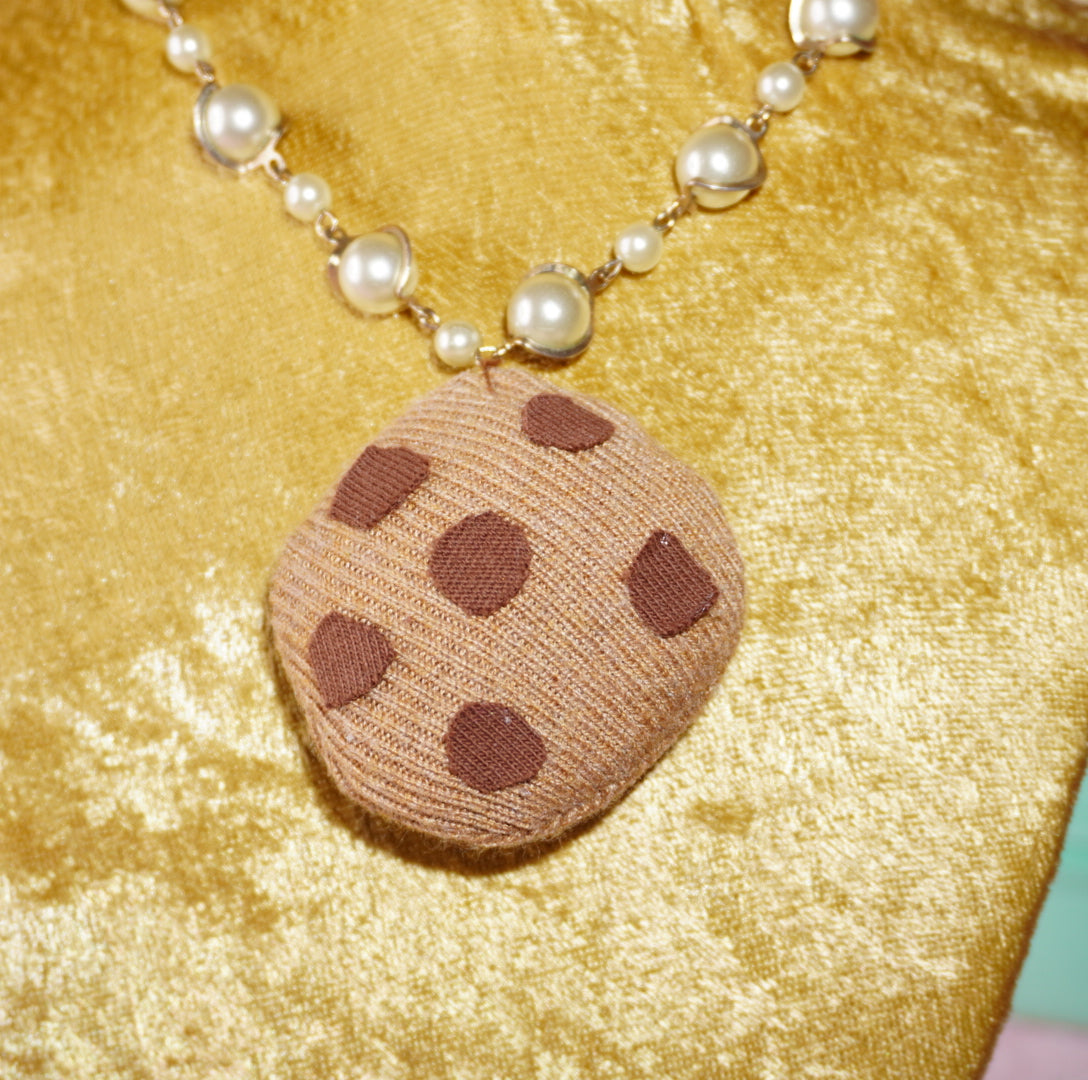 plush chocolate chip cookie choker necklace